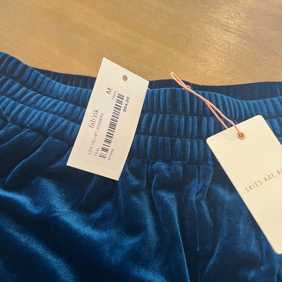 Skies Are Blue Velvet Jogger Pants in Deep Rich Blue - Picture 3 of 4